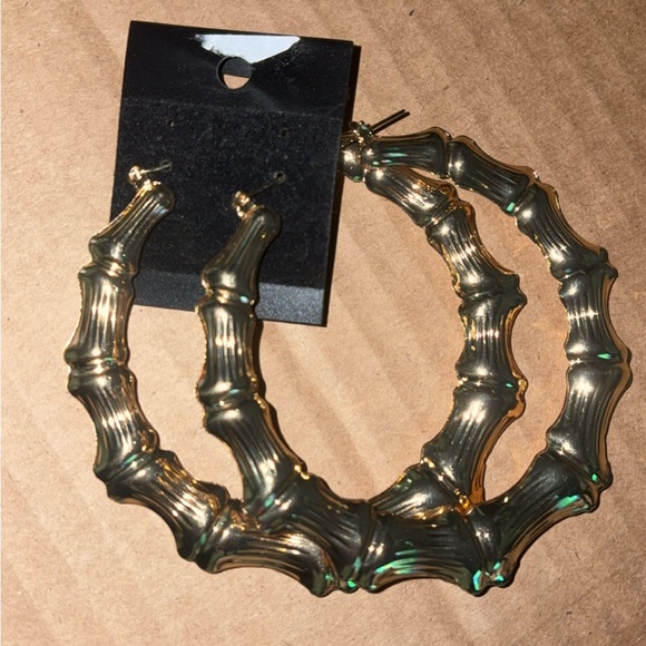 Jewelry - Gold Bamboo Hoop Earrings